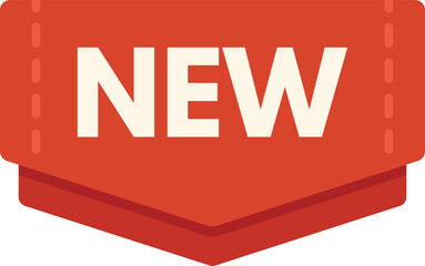 Poster - red folded ribbon banner announcing new product or service