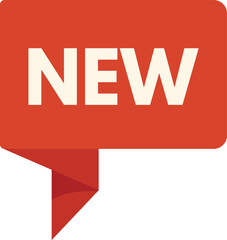 Poster - red new announcement ribbon banner pointing right