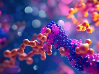 Poster - Protein structure in biopharmaceuticals, with 3D models of therapeutic proteins used in medicine, like monoclonal antibodies and insulin