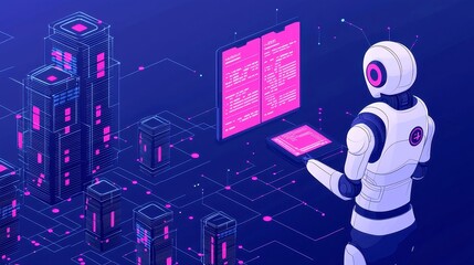 Poster - AI-driven regulatory analysis illustration, featuring clear line art, ample copy-space, highlighting industry rate impacts, designed for informative visual communication.