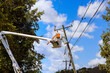 © ungvar - There is power outage following severe violent hurricane that damaged power line that has to be repaired by emergency workers