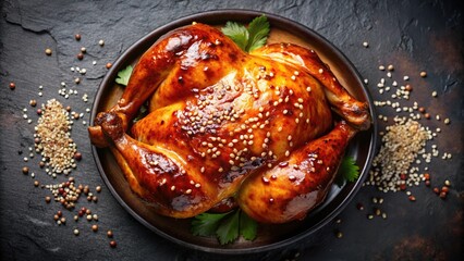 Wall Mural - Delicious roasted chicken on sesame seeds