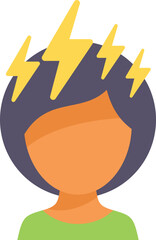 Poster - woman is having a brainstorming session, with yellow lightning bolts flashing above her head