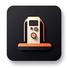 Stylized fuel pump icon on a black background, perfect for gas station graphics or transportation themes.