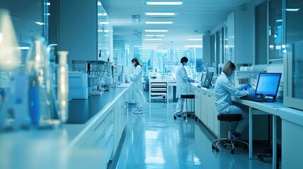 Poster - Scientists Working in a Modern Health Tech Lab