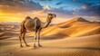 © Sayfar - Desert landscape with camel standing among dunes