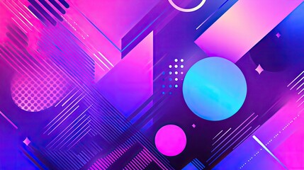 Poster - A vibrant, colorful abstract background with geometric shapes overlapping in different shades of purple, blue, and pink, creating a modern and dynamic design.
