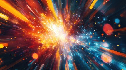 Poster - An abstract background with radiant beams of light emerging from the center, creating a vibrant, high-energy effect.