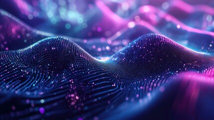 Poster - An abstract futuristic background with holographic elements and 3D shapes, radiating technology and innovation.