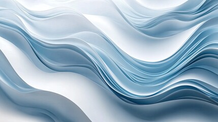 Poster - An abstract wavy background in shades of blue and white, evoking a sense of fluidity and motion like ocean waves.