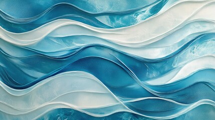 Poster - An abstract wavy background in shades of blue and white, evoking a sense of fluidity and motion like ocean waves.
