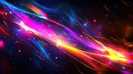 Poster - An energetic abstract background with neon colors and streaks of light, giving a futuristic, high-tech feel.