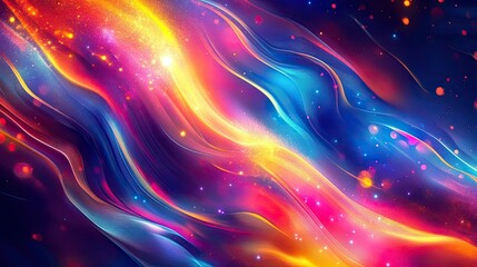 Poster - An energetic abstract background with neon colors and streaks of light, giving a futuristic, high-tech feel.
