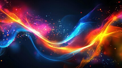 Poster - An energetic abstract background with neon colors and streaks of light, giving a futuristic, high-tech feel.