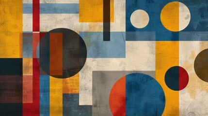 Wall Mural - Abstract Geometric Composition with Circles and Rectangles