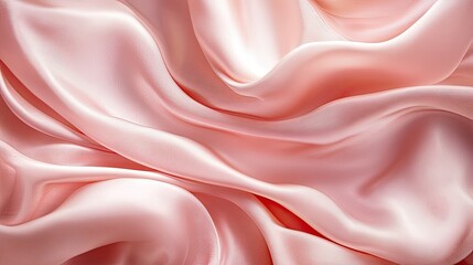 Poster - Pink silk fabric flowing gently in the breeze, creating soft waves and textures for a luxurious abstract feel.