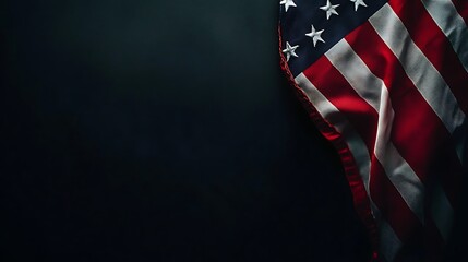 American Flag Draped on Dark Background