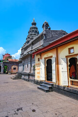 Colourful Hindu Temple at Fort Sajjangad near Satara India.