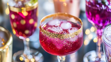 Sparkling Edible Glitter Drinks in Elegant Glasses