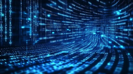 Poster - Digital Binary Code Tunnel Abstract Background