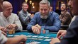 © ColorfulFlowerStudio - Men enjoying a lively poker game at a casino table, focused expressions and vibrant atmosphere.