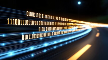 Abstract Digital Highway with Binary Code and Data Flow