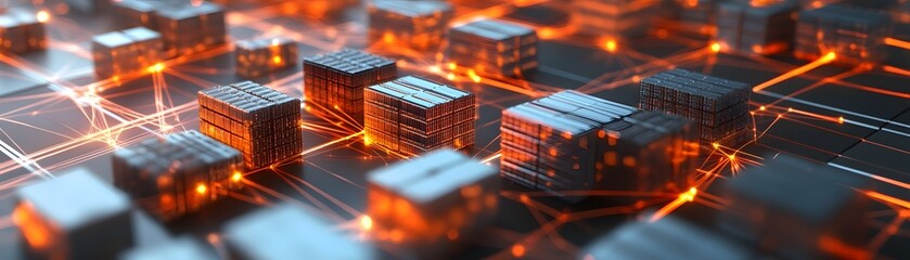 Poster - Abstract image of glowing circuitry with interconnected elements representing technology and innovation in a digital world.
