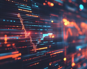 Fototapete - Abstract digital background featuring colorful data streams and graphs, representing technology and analytics.