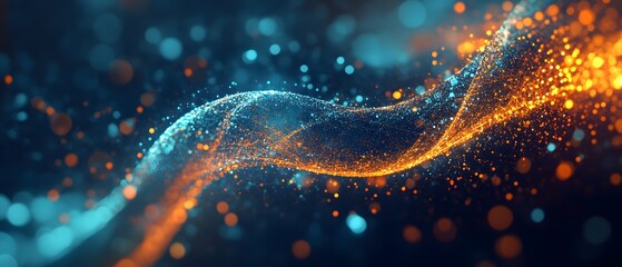Poster - A vibrant swirl of blue and orange lights, creating a mesmerizing wave of color and energy, perfect for digital backgrounds.