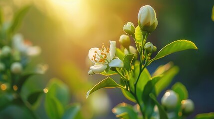 Canvas Print - Delicate White Blossoms in Soft Morning Light