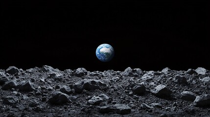 Wall Mural - extraterrestrial landscape: jagged moon rocks and earth in contrast