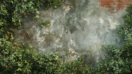 Canvas Print - Overgrown Wall with Greenery and Rustic Texture