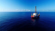 © kongkiat chairat - Offshore oil rig stands tall in vast ocean under clear blue sky, showcasing its industrial strength and resilience against serene backdrop of sea