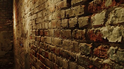 Canvas Print - Textured Brick Wall with Peeling Paint