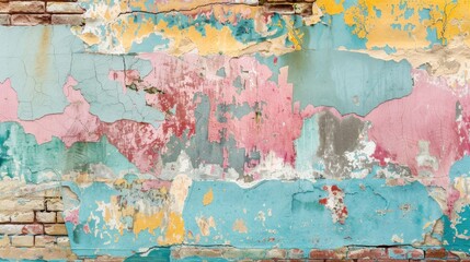 Canvas Print - Colorful Abstract Wall with Peeling Paint Texture