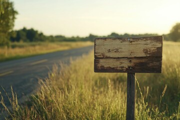 empty roadside signboard on rural highway, with copy space