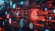 © CStock - A data technology background with a cyber security theme, featuring encrypted locks, shield icons, and data encryption graphics, creating a secure and protected digital environment