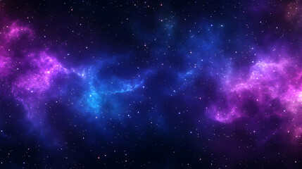 Cosmic Nebula with Blue and Purple Gas Clouds in a Starry Night Sky
