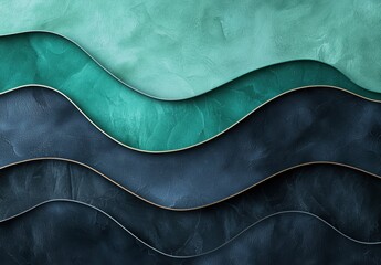 Canvas Print - abstract waves of turquoise and black