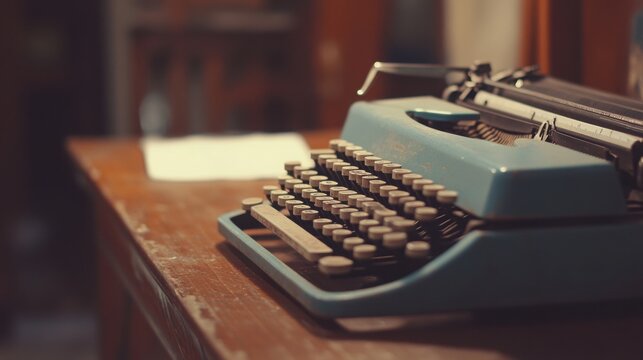  vintage typewriter on a wooden desk