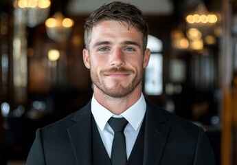 Wall Mural - Confident businessman with beard in suit