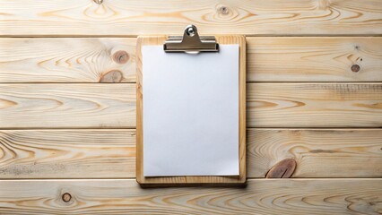 Empty clipboard on wooden background with copy space