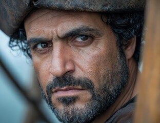 Poster - Rugged man with beard and intense gaze