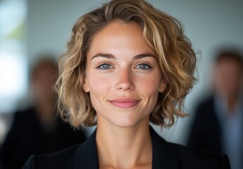 Canvas Print - Confident and professional woman with curly hair