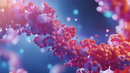 Poster - A depiction of protein structure folding, showing the transition from unfolded polypeptide chains to fully folded and functional 3D structures