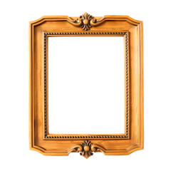 Vintage wooden photo frame with intricate detailing isolated on a transparent background, home decor, art display, and family portraits