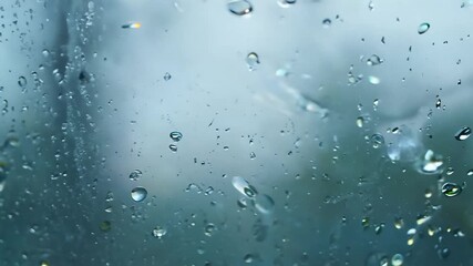Wall Mural - close-up of water drops on window glass, 4k