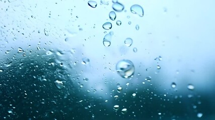 Wall Mural - close-up of water drops on window glass, 4k