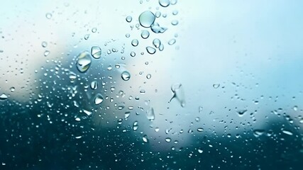 Wall Mural - close-up of water drops on window glass, 4k