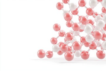 Wall Mural - molecule structure with red and white spheres on a white isolated background.
